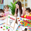GINMIC Magnetic Letters and Numbers with Easel for Kids/Toddlers, Magnetic Whiteboard & Chalkboard w/Dry Erase Markers, ABC Magnets Alphabet Letters Learning Set, Classroom Home Education Toys