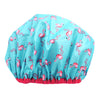Reusable Shower Cap & Bath Cap & Lined, Oversized Waterproof Shower Caps Large Designed for all Hair Lengths with PEVA Lining & Elastic Band Stretch Hem Hair Hat - Fashionista Flamingo Party