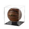 Basketball Display Case Clear Acrylic Glass Cube Assemble Countertop Box Soccer Frame with Sports Protection with Black Stand Holder
