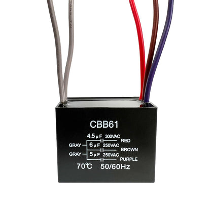 YukiHalu Ceiling Fan Capacitor CBB61 4.5uf + 6uf + 5uf 5 Wire 250V Compatible with New Harbor Breeze Hunter and Others