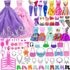 ZITA ELEMENT 11.5 Inch Girl Doll Closet Wardrobe with Clothes and Accessories Set 101 Pcs Including Wardrobe Suitcase Clothes Dresses Swimsuits Shoes Hangers Necklace Bags and Other Stuff
