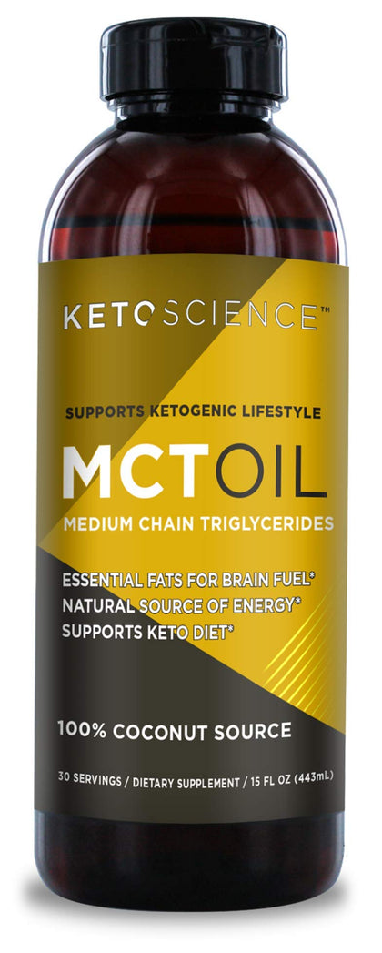 Keto Science Ketogenic MCT Oil Dietary Supplement, Made from 100% Coconuts, Sustained Natural Energy, Helps Burn Fat and Weight Loss, Unflavoured, 15 Fl Oz