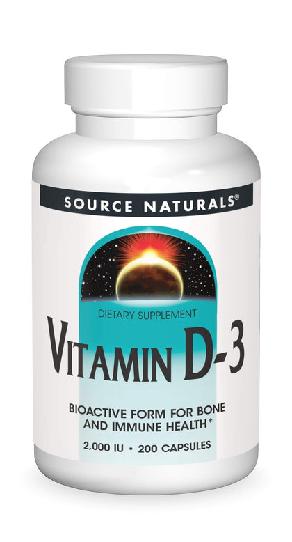 Source Naturals Vitamin D-3 2000 iu Supports Bone & Immune Health - 200 Capsules