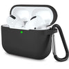 Lerobo Compatible with AirPods Pro Case, Full Protective Shockproof Washable Silicone Cover Case for Airpods Pro Supports Wireless Charging with Carabiner Front LED Visible,Black