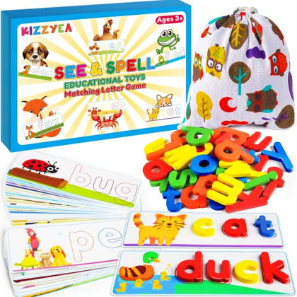 Learning Educational Toys and Gift for 2 3 4 5 6 Years Old Boys & Girls - See & Spell Matching Letter Game for Preschool Kids Learning Resources - STEM Educational Toys for Toddler Learning Activities