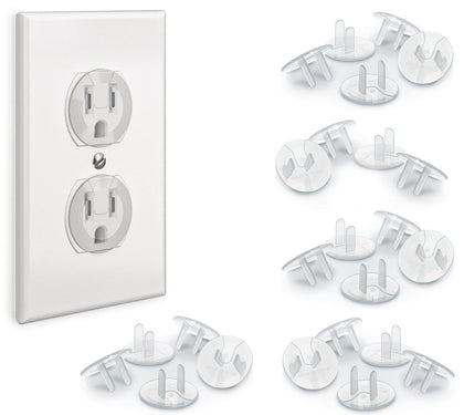 BABY PROOF ME 24 Pack Outlet Covers Baby Proofing, Provide Shock Prevention and Easy Installation, Safe and Secure Plastic Plug Covers for Power Sockets