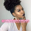 rosmile Afro Puff Drawstring Ponytail Extension for Black Women, Black 1B# 80gram Short Synthetic Afro Puff Ponytail for Natural Hair, Clip On Kinky Drawstring Ponytail Bun