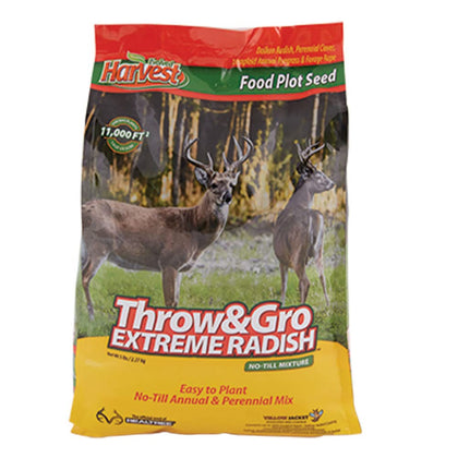 Evolved Habitats Throw & Gro X-treme w/Radish Forage for Deer - Easy-to-Plant Fast-Growing No-Till Food Plot Seeds, 5 Lbs
