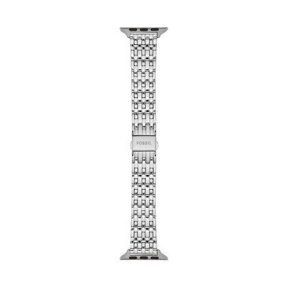 Fossil Women's Apple 38/40/41mm Stainless Steel Interchangeable Watch Band Strap, Color: Silver (Model: S380006)