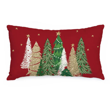 AACORS Christmas Pillow Cover 12X20 Colorful Christmas Tree Stars Decoration Holiday Farmhouse Winter Pillow Case Decor for Home Sofa Couch ?Red? AA231-12
