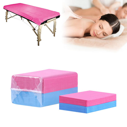 MVSUTA Disposable Bed Sheets Non-woven Fabric SPA Table Sheet Waterproof Bed Cover for Massage Beauty Tattoos,31'' x 71'',Pink and Blue,Each Color 50Pcs,Total 100Pcs