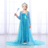 G.C Girls Elsa Frozen Dress Costume Princess Dress Up Clothes with Long Cape Kids Toddler Wig Crown Wand Jewelry Necklace Accessories Halloween Cosplay Birthday Party Supplies
