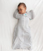 Medium size fits babies from 13 lbs. up to 18.5 lbs., approximately 3-6 months. The Swaddle UP 50/50 Transition Bag Original is 1.0 TOG. All seams are sewn on the outside and the zipper is protected so there is nothing rough against babys skin.