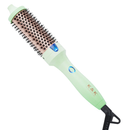 K&K 1.5 Inch Ceramic Curling Iron Brush - Double MCH Heater, 30s Heating, Cool-Tip Burn Protection, Non-Damaging 180 Degree Heat, Dual Voltage For Travel