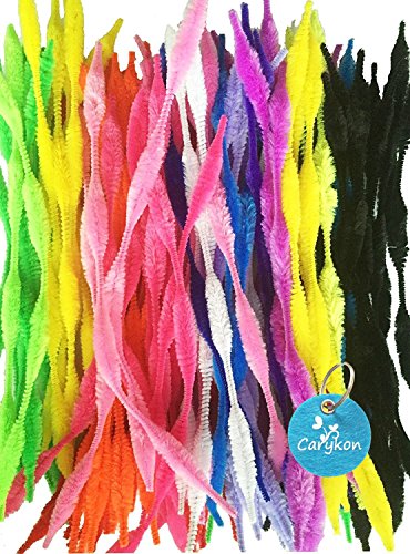 Caryko Fuzzy Bump Chenille Stems Pipe Cleaners, Pack of 100 (Mix)