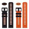 WOCCI 22mm Bicolor Watch Band, Silicone Rubber, Quick Release Replacement Strap for Men and Women, Black Stainless Steel Buckle (Black-Orange)