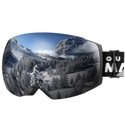 OutdoorMaster Ski Goggles PRO - Frameless, Interchangeable Lens 100% UV400 Protection Snow Goggles for Men & Women (VLT 10% Grey Lens Free Protective Case)