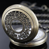 Tiong Hollow Case Quartz Pocket Watch Arabic Numerals Retro Watches Souvenir Gift for Men Women(Bronze)