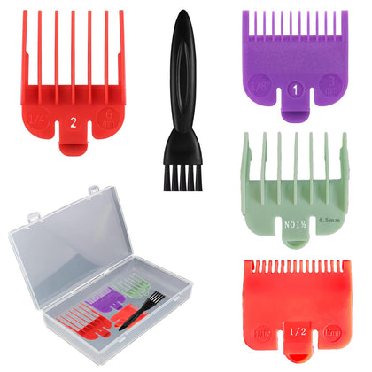 4 Pack Professional Hair Clipper Guards Cutting Guides Compatible for Most Wahl Clipper, Color Coded Clipper Combs Replacement(Length: 1/16, 1/8, 3/16 and 1/4 inch)?Transparent Plastic Box Packaging