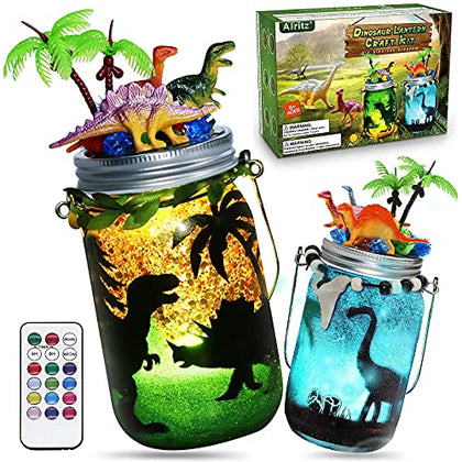 Alritz DIY Dinosaur Toy, Arts and Crafts Lantern Night Light Kits, Gifts for Boys Kids Girls Ages 8 9 10 Years Old and Up