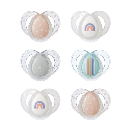 Tommee Tippee Night Time Glow in the Dark Pacifiers, Symmetrical Design, BPA-Free Silicone, 6-18 Months, Pack of 6 Pacifiers
