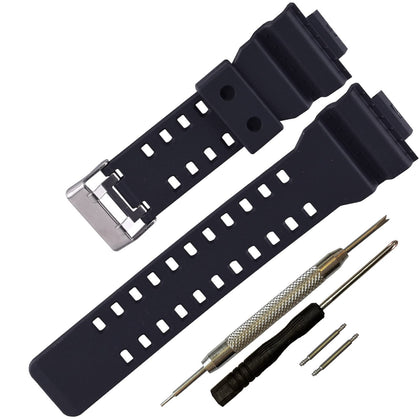 16mm G-Shock replacement watch bands for Casio G-Shock GLS-8900/GW-8900/GA-110/GA-100C/GA-120/GD-110/GLS-100 (Black)