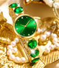 ADSBIAOYE Elegant Women Wrist Watches Unique Diamond Bracelet Watch Fashion Dress Quartz Watch Ladies Gift Watches (1 Green)