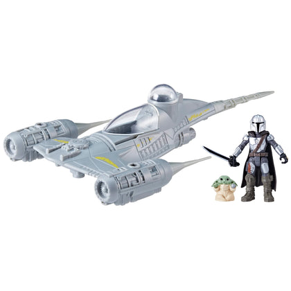 STAR WARS Mission Fleet Mando's N-1 Starfighter, Grogu & Mandalorian Action Figure Set, Ships, Toys for 4 Year Old Boys & Girls