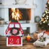 Christmas Countdown Decorations Indoor, DECSPAS Red Truck Wood Block with Two Movable Numeral Dices Christmas Decor, Count 31 Days to Christmas Advent Calendar Christmas Table Decorations for Home