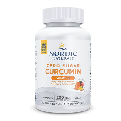 Nordic Naturals Zero Sugar Curcumin Gummies, Mango - 60 Gummies - 200 mg Optimized Curcumin Extract - Great Taste - Antioxidant Support, Healthy Metabolic Balance - Non-GMO, Vegan - 30 Servings