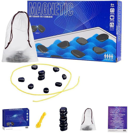 2024 New Magnetic Chess Game Set with Rocks,Fun Table Top Multiplayer Magnetic Chess Game with Stones,Magnet Game,Magnet Chess Game,Cluster Game for Kids Adult Board Games (A)