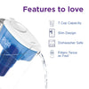 PUR 7-Cup Water Filter Pitcher with 1 Genuine PUR Filter, Small 7-Cup Capacity, 2-in-1 Powerful Filtration And Faster Filtration, BPA Free, Dishwasher Safe, White/Blue (PPT700W)