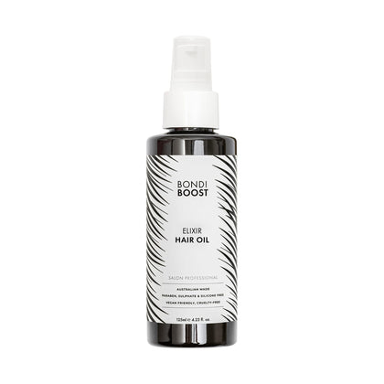 BONDIBOOST Elixir Hair Oil 4.23 fl oz - Pre-Shampoo Hair Oil Treatment for Dry Hair - Calm Frizz + Smooth Split-Ends + Tame Flyaways - Lightweight Formula - Vegan/Cruelty-Free - Australian Made