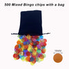 JUNWRROW 500 Pieces 3/4 inch Transparent 6 Color Bingo Counting Chips with Bag