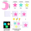 200 Pcs Glow in The Dark Luminous Colorful Stars and Pink Moon Fluorescent Noctilucent Plastic Wall Stickers Murals Decals for Home Art Decor Ceiling Wall Decorate Kids Babys Bedroom Room