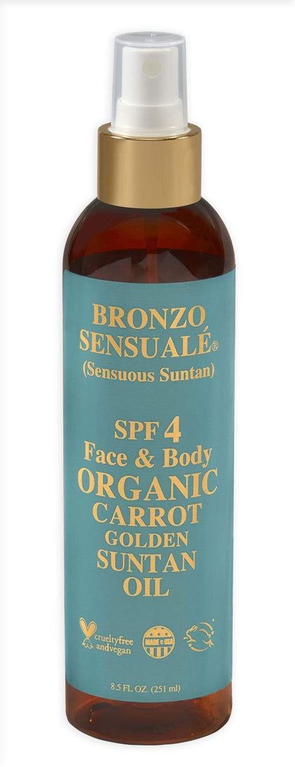 Bronzo Sensuale SPF 4 Sunscreen Deep Golden Tanning Organic Carrot Oil 8.5 Ounces