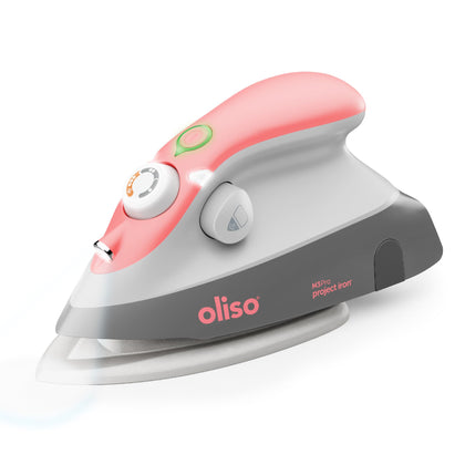 Oliso M3Pro Project Steam Iron with Solemate - for Sewing, Quilting, Crafting, and Travel | 1000 Watt Ceramic Soleplate Steam Iron | Coral