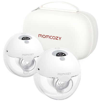 Momcozy Breast Pump Hands Free M5, Wearable Breast Pump of Baby Mouth Double-Sealed Flange with 3 Modes & 9 Levels, Electric Breast Pump Portable - 24mm, 2 Pack Quill Gray