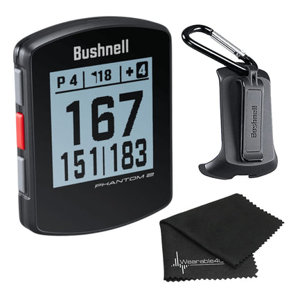 Bushnell Phantom 2 GPS Rangefinder Black with BITE Magnetic Mount and GreenView with Wearable4U Lens Cleaning Cloth Bundle