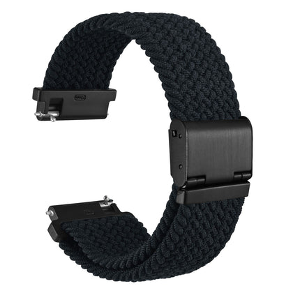 WOCCI 18mm Braided Nylon Watch Band for Men and Women, Quick Release, Black Stainless Steel Buckle (Black)