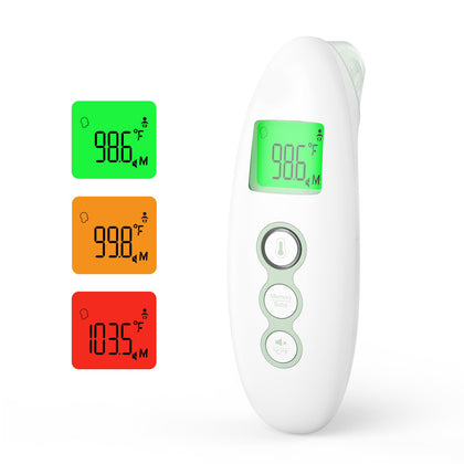 Momcozy Non-Contact Forehead and Ear Thermometer, Digital Infrared Thermometer for Adults and Children, with Child Mode, Fever Alarm Function, Mute and Memory Functions, Fast and Accurate Measurement