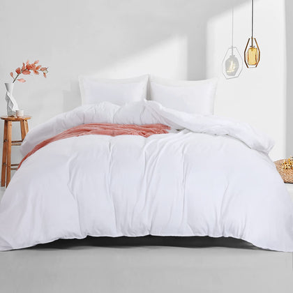 ROYALAY 120x120 Oversized King Duvet Cover with Zipper Closure, Super Soft and Breathable Cover for Comforter with 8 Coner Ties-White