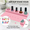 Nail Polish Holder 2 in 1 Silicone Fingernail Painting Tools Nails Art Accessories Organizer Case Set Hand Rest Mat with Anti-Spill Bottle Stand and Finger Separators for Pedicure Manicure (Pink)