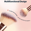 2Pack Dual-ended Makeup Brushes for Contouring, Blending, and Bronzing - Angled Foundation Brush and Concealer Brush - Premium Luxe Hair for Flawless Application of Liquid, Cream, and Powder Makeup