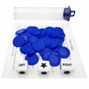 Left Right Center Dice Game Prime Set Bundle with 3 Dices + 36 Chips. Round Tube Storage is Very Convenient for Travel. Easy to Store, Carry Around. (Blue)