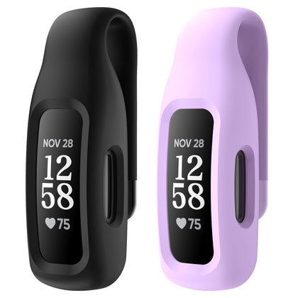 EEweca 2-Pack Clip Case Accessory for Fitbit Inspire 3/Inspire 2, Black+Lilac (not for Inspire, Inspire hr, ace 2)