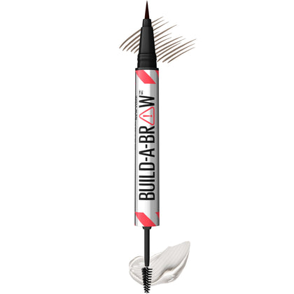 Maybelline Build-A-Brow 2-in-1 Brow Pen and Sealing Brow Gel, Eyebrow Makeup for Real-Looking, Fuller Eyebrows, Ash Brown, 1 Count