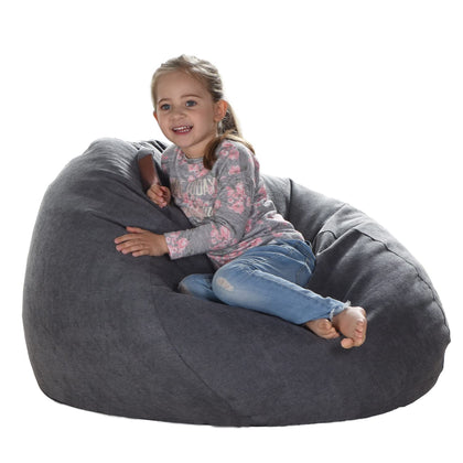 YuppieLife Stuffed Animals Bean Bag Chair Cover Candy-Colored Bean Bag?Just Cover, No Filling?/Large Stuff 'n Sit Organization/Toy Storage Bag/Kids Toys Organizer?27'',Dark Grey?