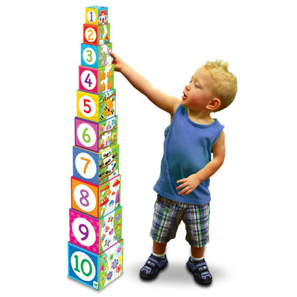 Learning Journey International LLC Play & Learn - Stacking Cubes - STEM Toddler Toys & Gifts for Children Ages 12 Months and Up - Mind Building Developmental Stacking & Nesting Toy