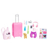Barbie Doll & Accessories, Travel Set with Puppy and 10+ Pieces, Suitcase Opens & Closes, Malibu Doll with Blonde Hair